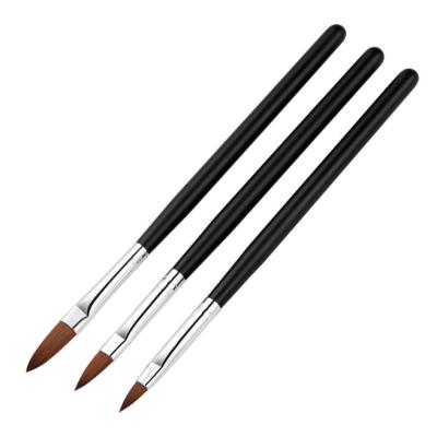 China 2022 NAIL Private Label 3pcs Black Wooden Nail Art Discovery Brush Handle Nail Art Brushes for sale