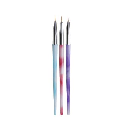 China 3Pcs/Set Colorful Synthetic Nail Hair Handle Quality Nail Art Brush Nail Art Brushes Plastic Liner for sale