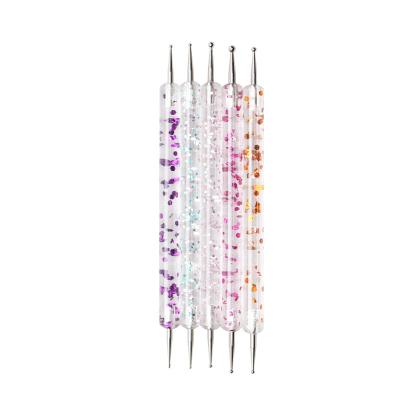 China Customized NAIL Glitter Liquid Handle Double Head Press Pen Nail Dotting Pen 5pcs/set Nail Dotting Pen for sale