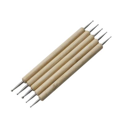 China NAIL Custom Nature Handle Nail Tools Wooden Crane Dotting Pen 5 Pcs Dotting Pen Nail Wood Dotting Pen for sale