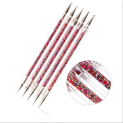 China Red Nail Customized Diamond Handle Nail Art Tools 5pcs/set Nail Dotting Pen Double Sided Nail Dotting Pen for sale