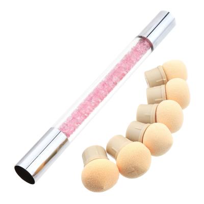 China Double Head Rose Handle 4 in 1 Sponge Shadow Brush Nail Art Printing Sponge Silicone Pen for sale