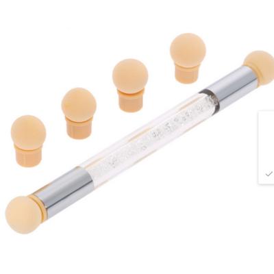 China Hot Selling White Diamond 0.03 Handle Nail Art Pen Double Head Double Sponge 4pcs Free Head For Nail Art for sale