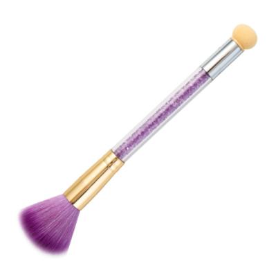 China Colorful Diamond Handle Double Head Fiber Hair Dust Brush Toenail Cleaning Brush Nail Dust Brush for sale