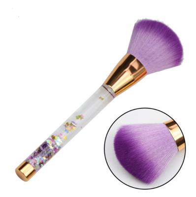 China New Synthetic Nail Hair Soft Nail Dust Cleaning Acrylic Glitter Liquid Handle Rose Nail Dust Brush for sale