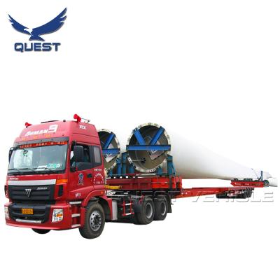 China Extendable Semi Truck Trailer Search Trailers Stretching Turbine Wind Blade Telescopic Lowbed Flatbed Semi Trailer for sale