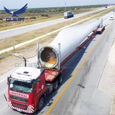 China Windmill trailer 50m wind blade extendable trailer 50m low axles telescopic turbine steering flatbed trailers for sale for sale