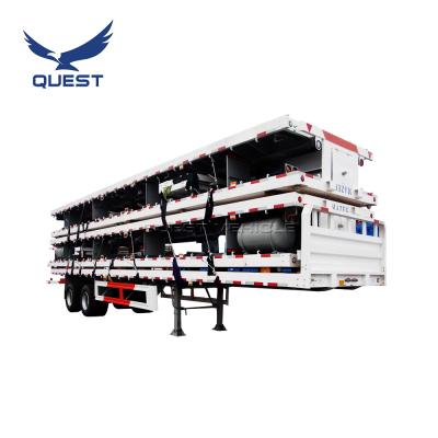 China Cargo Flat Bed Trailer Truck Service Trailer 12 Pieces Twist Locks Flat Bed Container Semi Trailer 2 Axles 40 Ft Steel ISO, CCC for sale