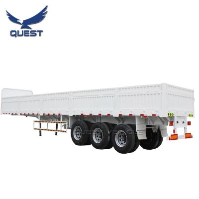 China Truck Trailer 50tons 3 Axles Side Open Trailer Dimensions Drop Off Platform Semi Truck Trailer Side Wall Trailer for sale