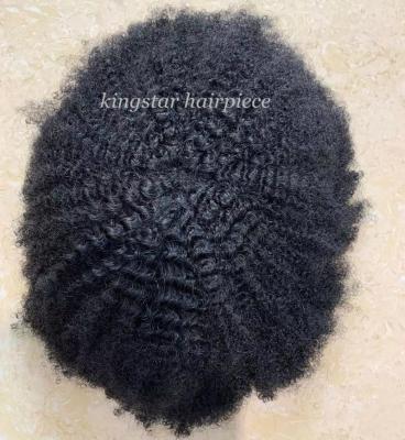 China 4mm Wave 6mm Wave 10mm Afro Hair Unite Afro Men Hair Units With Full Lace Base In Stock KS-NFL4610mmW for sale