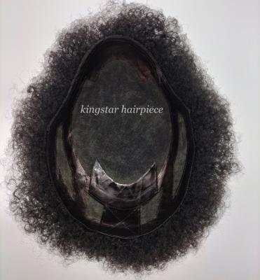 China Afro Hair Products Afro Blowout Human Hair Hairpiece In Roots Curly Mono Black Base In Stock KS-mono2mmCurly for sale