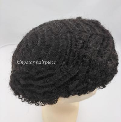 China Men Toupee Mono Wig Factory Price With 8mm Wave Afro Toupee, Hair Afro Wigs KS-Mono8mm1B for sale