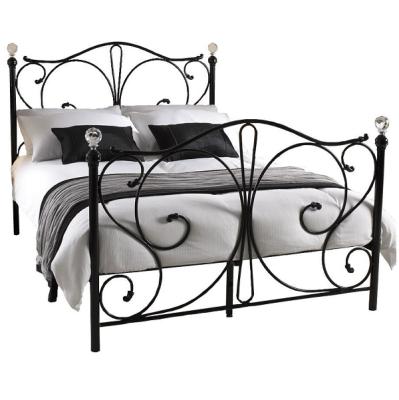 China Home hot sell black white queen double bed finials crystal metal bed frame for sale