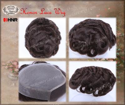 China Mono Sides HT7 #2 Poly Hair Color Coating Dark Brown Thin PU In Center 64# Lace Up Real Nw Front Natural Wave Hair Toupee For Men for sale