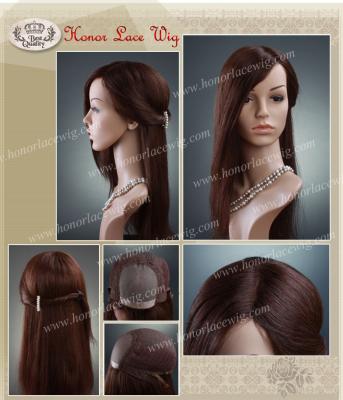 China HR22 Yaki Lace Front Wig In Current Straight Brown Color Yaki Hair Mono Base Fast Delivery In Front Size 20inch 20