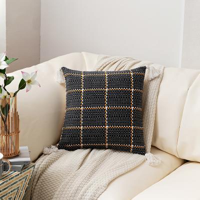 China Cygnus Style Anti-static Cotton Woven Nordic Cotton Tassel Pillowcase Handmade Home Sofa Cushion Cover for sale