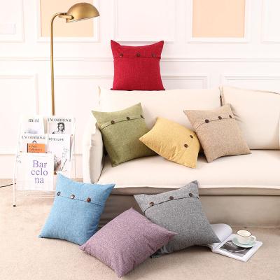 China Nondisposable Decorative Linen Tile Covers Cushion Case Button Vintage Farmhouse Triple Pillowcase for sale