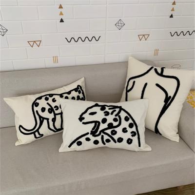 China Central Institute Style Homestay Pillowcase Anti-Static Cotton Linen Towel Embroidered Pillowcase Nordic Towel Living Room Bedroom Cushion Office Pillow Case for sale