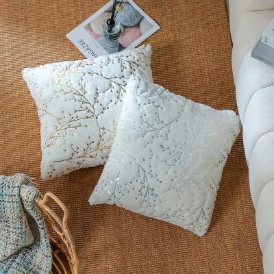 China Anti-pilling White Tan Tree Branch Plush Pillowcase Bedroom Living Room Sofa Seat Christmas Decoration Cushion Cover for sale