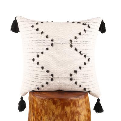 China 2021 Boho Customs Farmhouse Cushion Nordic Handmade White Outdoor Indoor Viable Decorative Tile Cushion Cover for sale