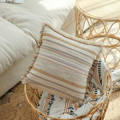 China Handmade Square Anti-pilling Pillowcase Living Room Sofa Bedroom Cushion Cover New Style Bohemian Stripe for sale