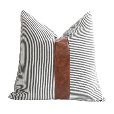 China Modern Cygnus Decor Pillow Case Faux Leather Tile Anti-Static Covers Couch Stripe for sale