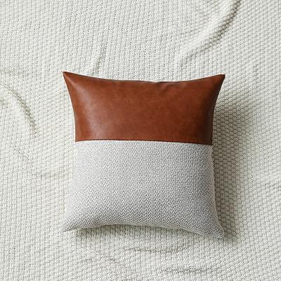 China 2021 New Nordic minimalist color-blocking Cygnus sofa cushion cover leather decorative pillowcase anti-static for sale