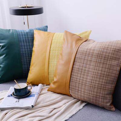 China Viable Modern Simple Nordic Leather And PU Sofa Cushion Cover Pillowcase Linen Cover Seal for sale