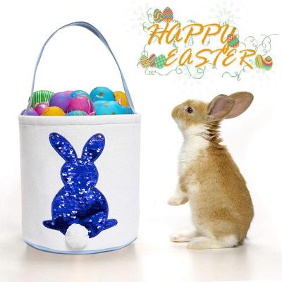 China New Easter Egg Gift Hunt Bunny Tail Pouch For Candy Bag Bunny Printing Bucket Canvas Jute Sequin 2022 High Quality for sale