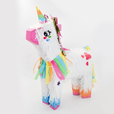 China High Quality Outdoor White Unicorn Rainbow Style Animal New Designs Stick Pinatas For Kids Fiesta Party Decoration Supplies for sale