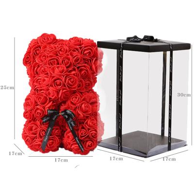 China High Quality Handmade Foam Valentine's Day Artificial Flower Teddy Bear Rose Gift For Festival Present for sale