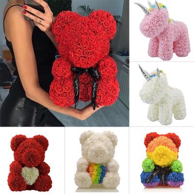 China PE Foam Rose Flower OEM 25cm 40cm 60cm 70cm 120CM Colorful Teddy Preserved Rose Flower Eternal Bear With Valentine Gifts Box for sale