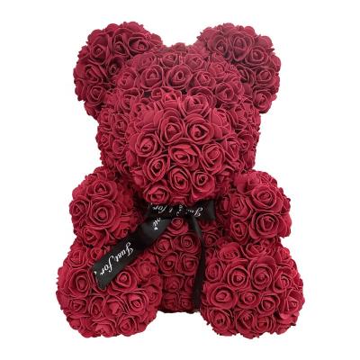 China Bear 2021 Wholesale Luxurious Artificial Foam Teddy Rose Bear 25cm*18cm Imperial Crown Rose Teddy Bear Valentines Day for sale