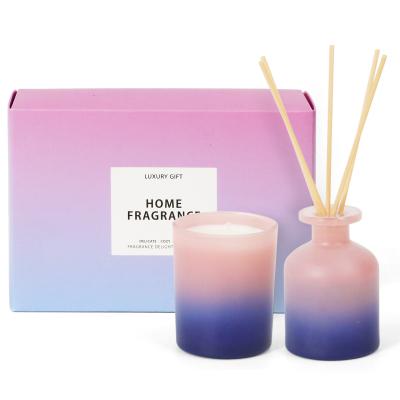 China Viable Hot Sale Exquisite Perfume Reed Diffuser Perfume Glass Bottle With Rattan Sticks Customized Gift Set for sale