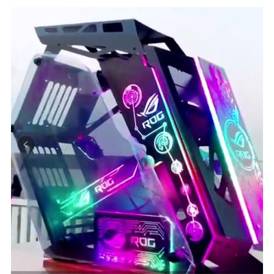 China Best OEM Price ATX Cabinet Computer Case Rog Gaming Tempered Casing Pc Gaming Case Desktop Computer With RGB Lights for sale