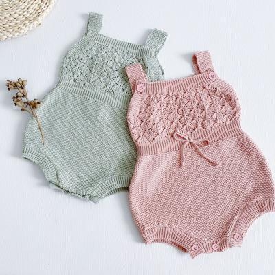 China Cotton 100% 2023 Baby Clothes Newborn Soft Cotton Knitted Sweater Strap Baby Rompers For Toddler Girl Clothes for sale