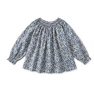 China Anti-pilling New Hot Girls Handmade Smocked Floral Printed Embroidered Shirt For Baby With Bottom Shirt for sale