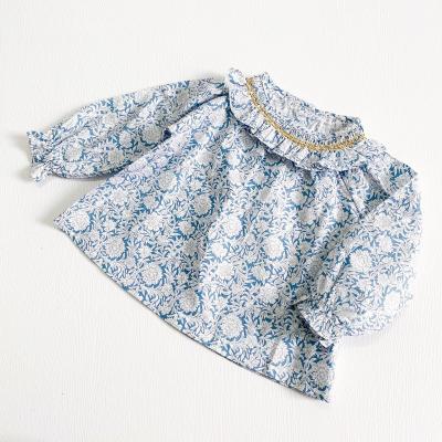 China Anti-pilling new baby cotton ruffle embroidery fashion cut blouse design shirt for toddler girl clothes for sale