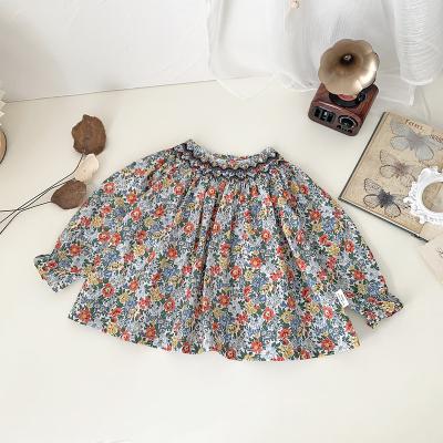 China Custom Made Smocked Children's Clothing Anti-pilling Handmade Floral Smocked Shirts For Kids Babies for sale