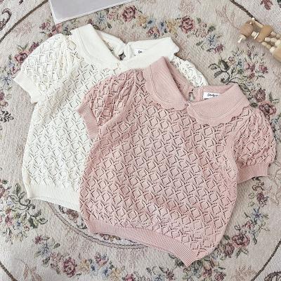 China Spring and Summer Sustainable Stas Baby Kids Knitted Sweater Baby Thin Cute Knitting Short Sleeve Cotton T-Shirts for sale