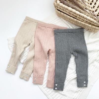 China Color Fade Proof Autumn And Winter ins girl leggings for baby knitted pants pants baby wool twist thickened leggings for sale