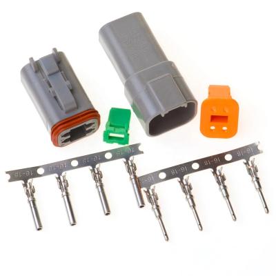 China DT06-4S Dt04-4p Gray DT Automotive Series 4 Pin Stamped And Shaped Contact Connector Kit for sale