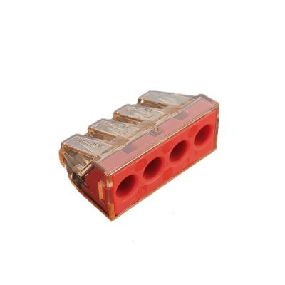 China Nylon+copper 400v 41a series 4 way power terminal block screwless led push in 773 wire connector for junction boxes 773-174 for sale