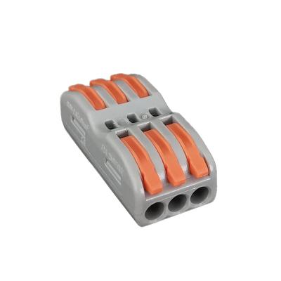 China Nylon+copper 3 In 3 Type Cable Wire Connectors Fast Flattening Splitter Universal Terminal Block Conductor With Lever 0.08-2.5mm2 for sale