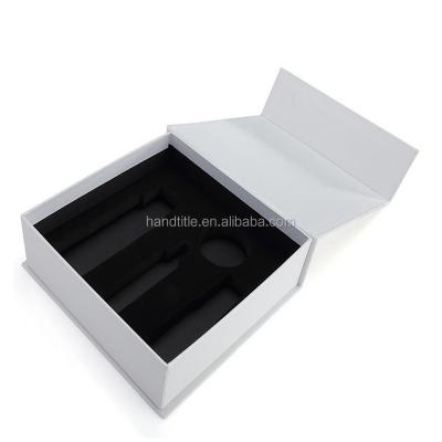 China Biodegradable Custom Packaging Black Paper Cardboard Gift Boxes With Foam Insert for sale