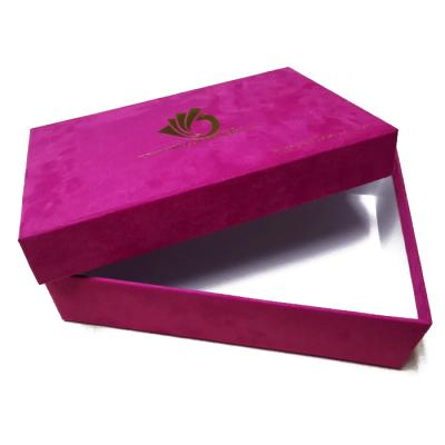 China Biodegradable Elegant Gold Logo Printing Velvet Shoes Box Packaging Boxes Accept Customized Size Foil OEM ODM Order Stamping Logo for sale