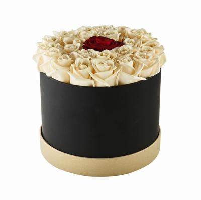 China Wholesale Custom Handmade Hot Sale Paper Flower Box Packaging For Rose Gift Box Black for sale