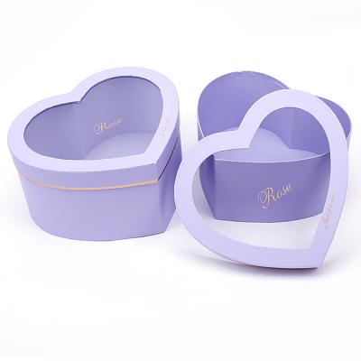 China PVC Handmade Window Flower Gift Box Transparent Pink Heart Shape Box for sale