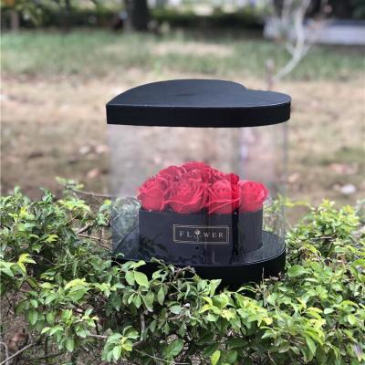 China Handmade Transparent Flowers Boxes Heart Shape PVC Plastic Flower Box for sale