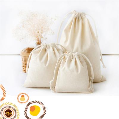 China Recyclable Reuse Natural Unbleached Cotton Fabric Wholesale Drawstring Bag for sale